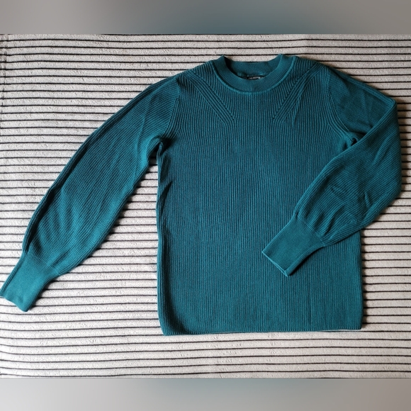 Banana Republic Women Teal Ribbed Long Sleeve Sweater Size XS - Picture 3 of 3